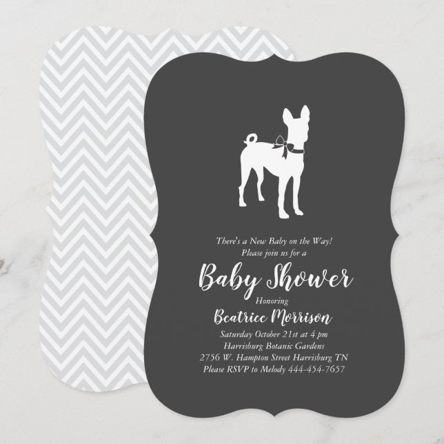 Basenji Dog Babydusche neutral Einladung (Vorne/Hinten)