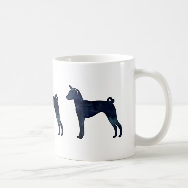 Basenji Dog Black Watercolor Silhouette Kaffeetasse (Rechts)