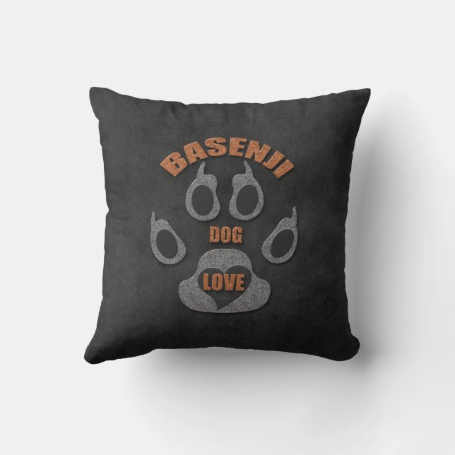 Basenji Dog Breed Deep Grau und Brown Paw Kissen (Rückseite)