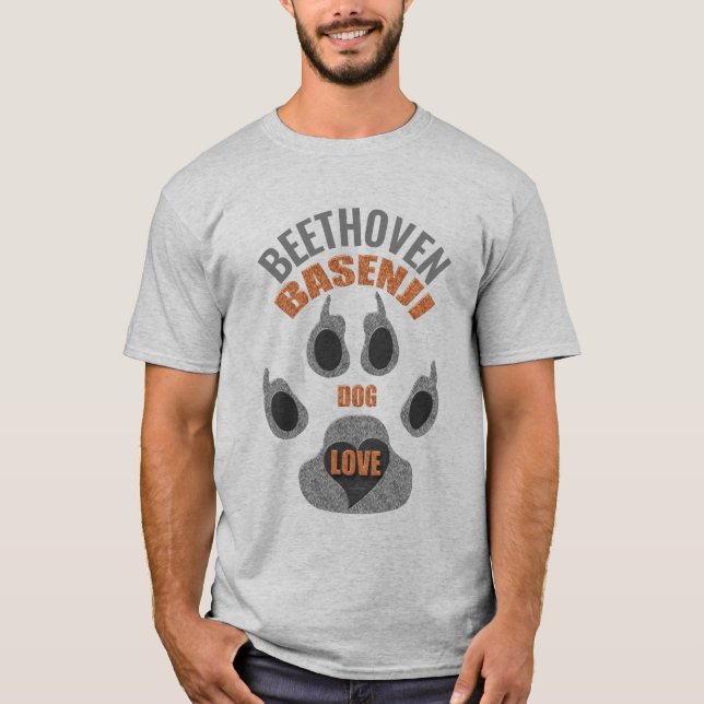 Basenji Dog Breed Liebe mit Name Paw T-Shirt (Vorderseite)