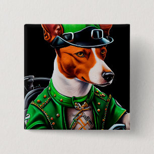 Basenji Dog Fahrrad St. Patrick's Day Button