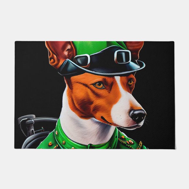 Basenji Dog Fahrrad St. Patrick's Day Fußmatte (Vorderseite)
