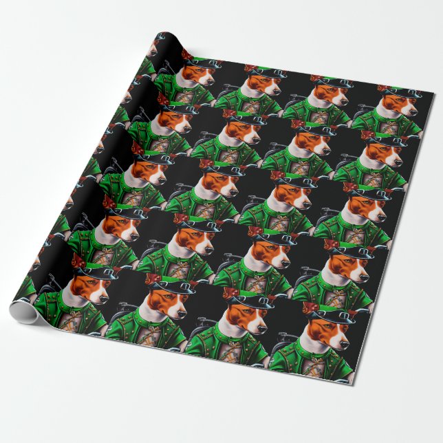 Basenji Dog Fahrrad St. Patrick's Day Geschenkpapier (Ungerollt)