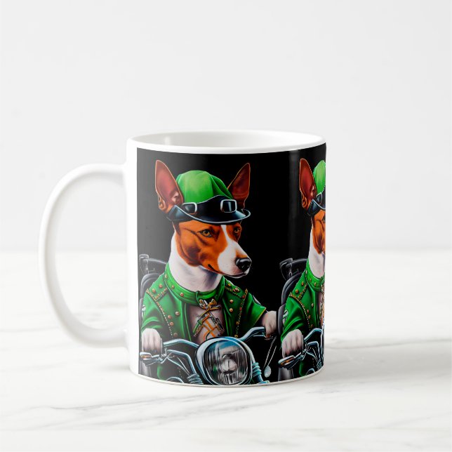 Basenji Dog Fahrrad St. Patrick's Day Kaffeetasse (Links)