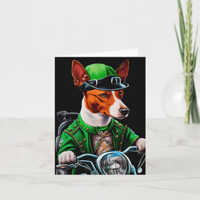 Basenji Dog Fahrrad St. Patrick's Day Karte (Vorderseite)