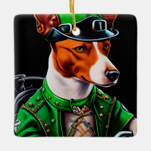 Basenji Dog Fahrrad St. Patrick's Day Keramikornament