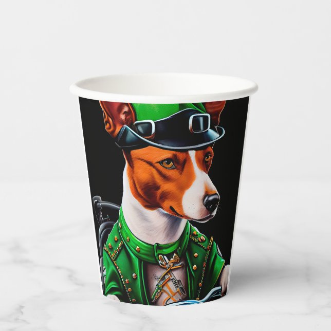 Basenji Dog Fahrrad St. Patrick's Day Pappbecher (Vorderseite)