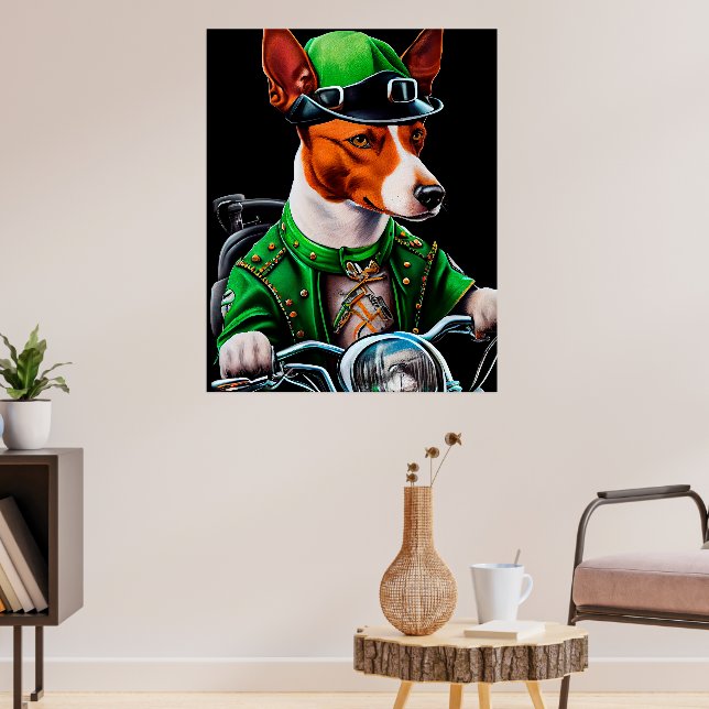 Basenji Dog Fahrrad St. Patrick's Day Poster (Wohnzimmer 3)