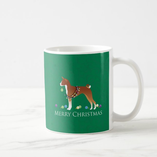 Basenji Dog Frohe Weihnachtsgestaltung Tasse (Rechts)