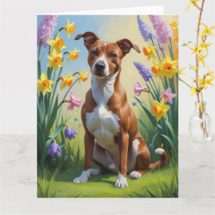 Basenji Dog Frühlingsblumen Malerei Karte
