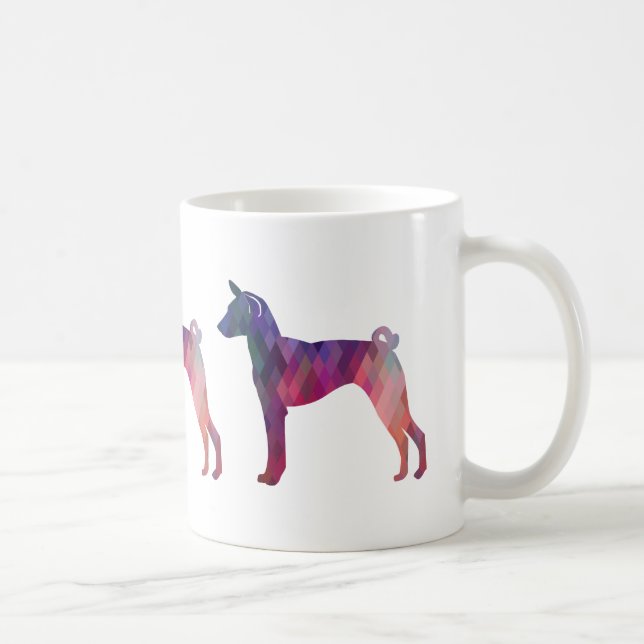 Basenji Dog Geo Muster Silhouette Rosa Kaffeetasse (Rechts)