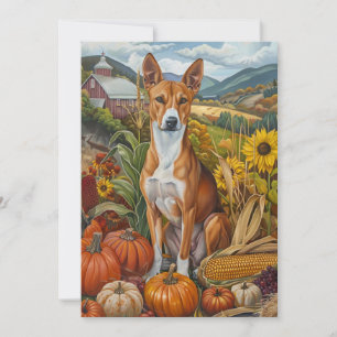 Basenji Dog Herbsternte Erntedank Feiertagskarte
