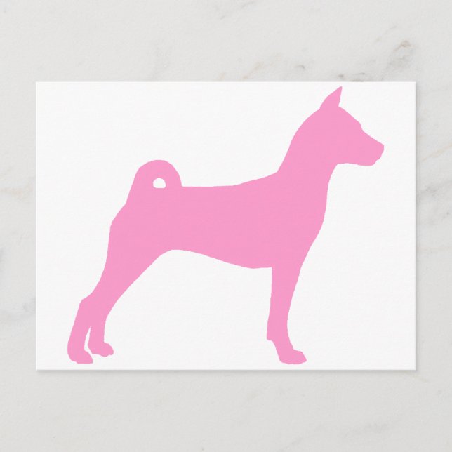 Basenji Dog (in rosa) Postkarte (Vorderseite)
