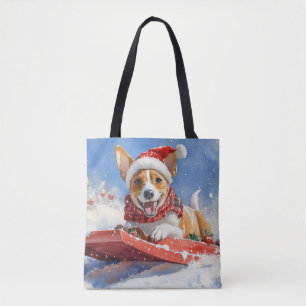 Basenji Dog in Sledge Lass es Schnee Weihnachten