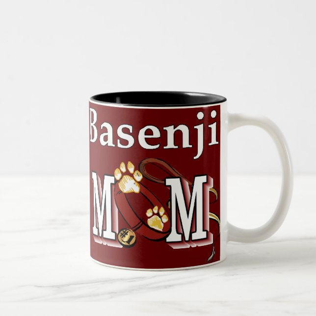 Basenji Dog MOM Zweifarbige Tasse (Rechts)