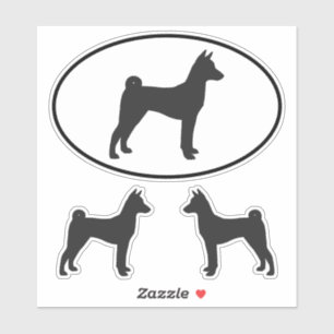Basenji Dog Rasse Silhouette Vinyl Sticker Set