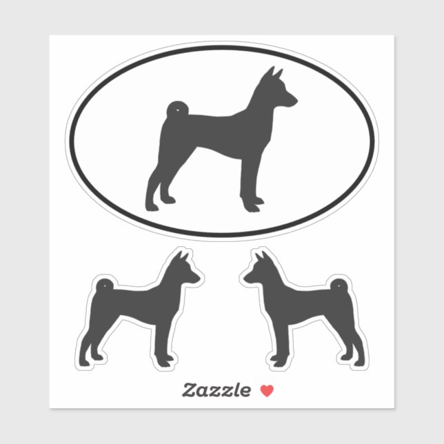 Basenji Dog Rasse Silhouette Vinyl Sticker Set (Blatt)