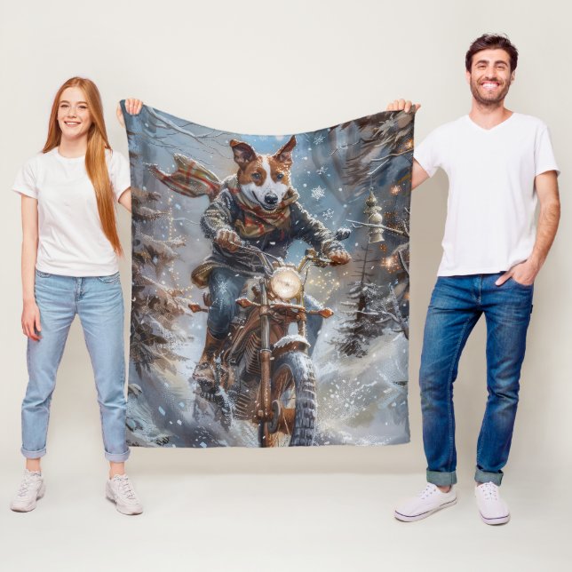 Basenji Dog Riding Motorrad Weihnachten Fleecedecke (Beispiel)