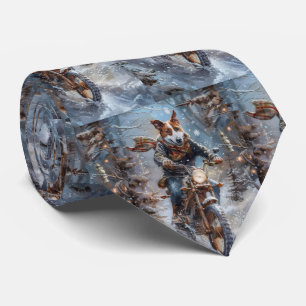 Basenji Dog Riding Motorrad Weihnachten Krawatte