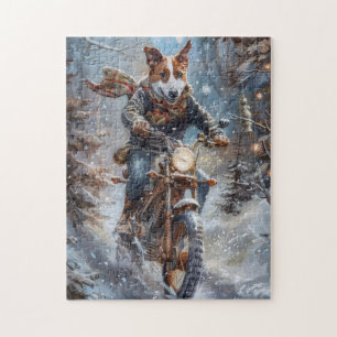 Basenji Dog Riding Motorrad Weihnachten Puzzle