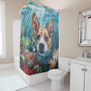 Basenji Dog Scuba Diving Underwater Duschvorhang