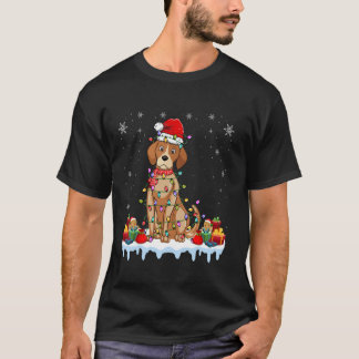 Basenji Dog Tragen Weihnachtsmannmütze Basenji Dog T-Shirt