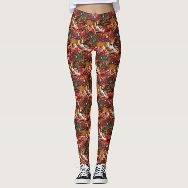 Basenji Dog Weihnachtsfest Leggings (Vorderseite)