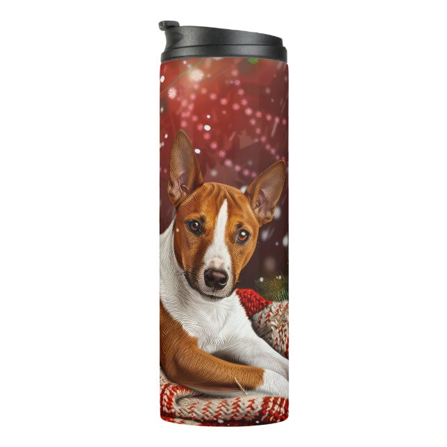 Basenji Dog Weihnachtsfest Thermosbecher (Nach rechts gedreht)