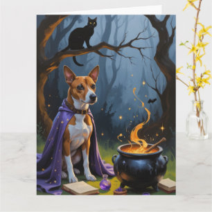 Basenji Dog Whimsical Halloween Malerei Karte