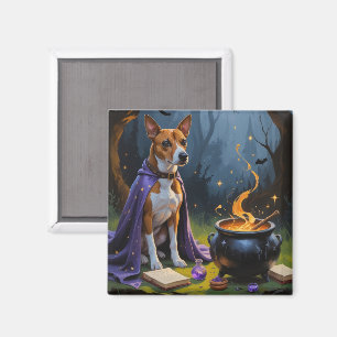 Basenji Dog Whimsical Halloween Malerei Magnet