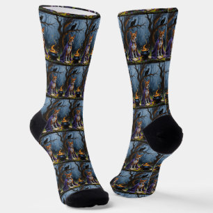 Basenji Dog Whimsical Halloween Malerei Socken