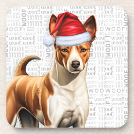 Basenji Dog Woof Word Art Holiday Getränkeuntersetzer