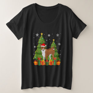 Basenji Dog Xmas Tree Lights Weihnachtsmannmütze U Große Größe T-Shirt