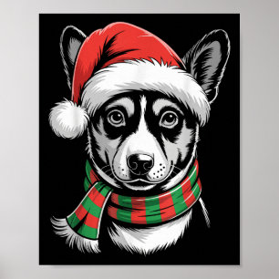 Basenji Dog Xmas Weihnachtsmannmütze Scarf Weihnac Poster