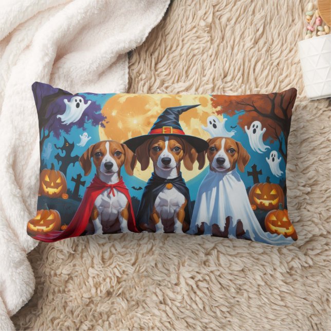 Basenji Dogs Pumpkin Halloween Funny Lendenkissen (Decke)