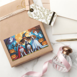 Basenji Dogs Pumpkin Halloween Funny Rechteckiger Aufkleber