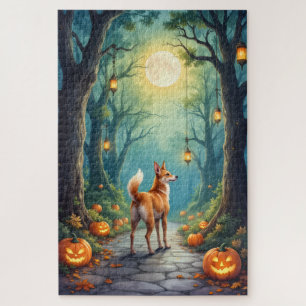 Basenji Enchanted Forest Halloween Kunstwerk Puzzle
