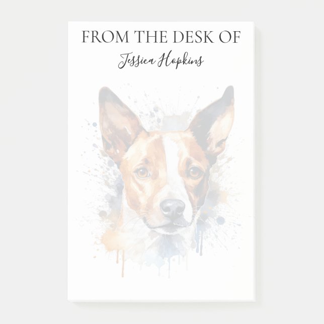 Basenji-Fan monogrammierter Hund Post-it Klebezettel (Vorderseite)
