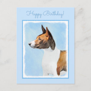 Basenji-Gemälde - Süße Originalkunst Postkarte