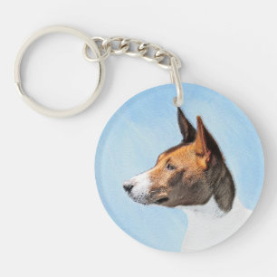 Basenji-Gemälde - Süße Originalkunst Schlüsselanhänger