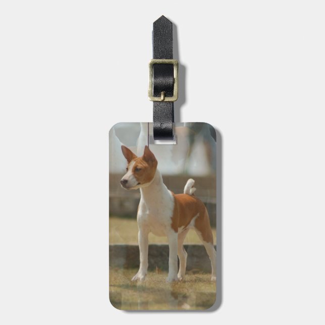 Basenji Gepäckanhänger (Vorderseite vertikal)