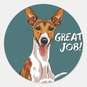 Basenji Great Job Lehrer Belohnung Runder Aufkleber