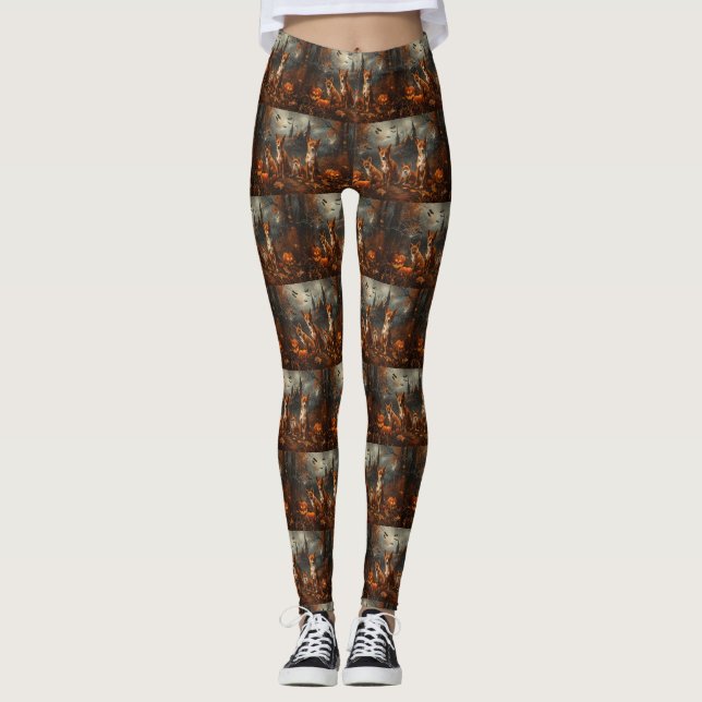 Basenji Halloween Night Doggy Delight Leggings (Vorderseite)