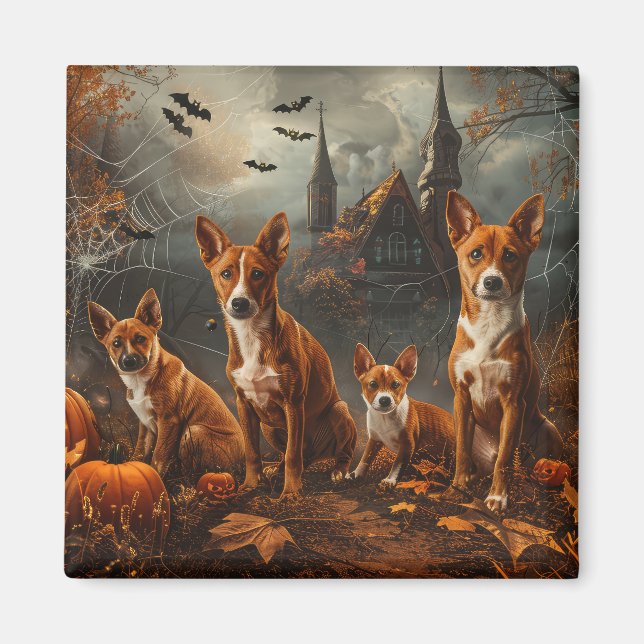 Basenji Halloween Night Doggy Delight Magnet (Vorne)