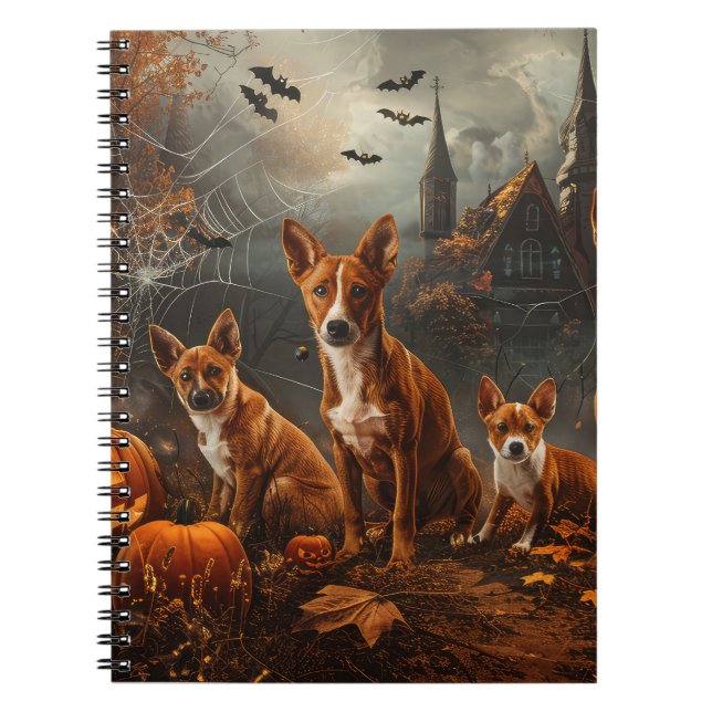 Basenji Halloween Night Doggy Delight Notizblock (Vorderseite)