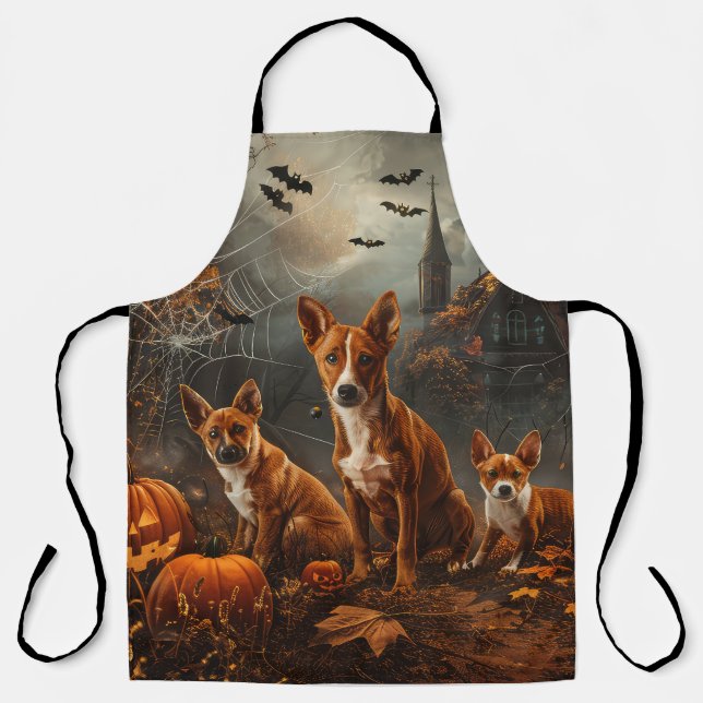 Basenji Halloween Night Doggy Delight Schürze (Vorderseite)