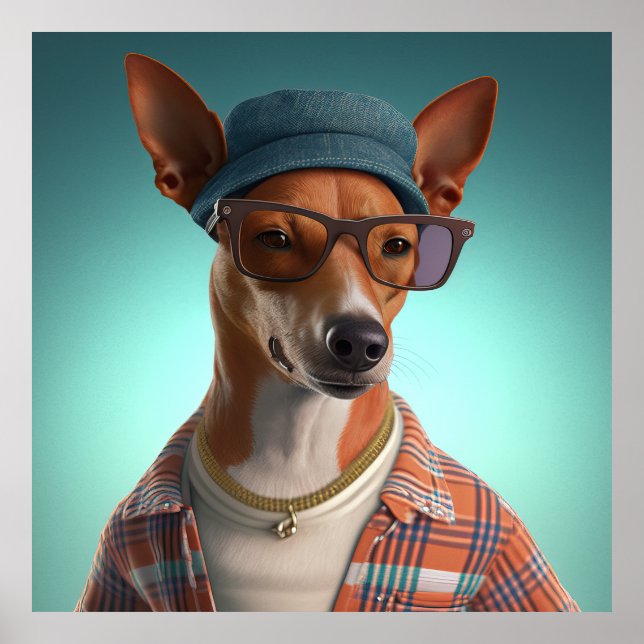 Basenji Hipster Dog Poster (Vorne)