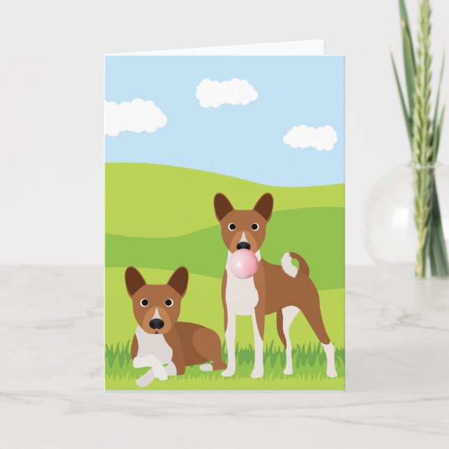 Basenji Hound Dog Animal Bubble Gum Karte (Vorderseite)