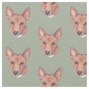 Basenji Hund Kunst Zeichne Fabric Stoff
