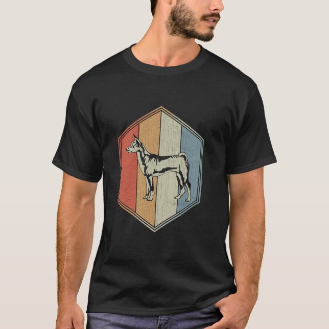 Basenji Hund mit gestörtem Design Retro Basenji D T-Shirt (Vorderseite)